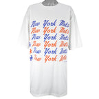 MLB (Nutmeg) - New York Mets Single Stitch Long T-Shirt 1990s XX-Large Vintage Retro Baseball