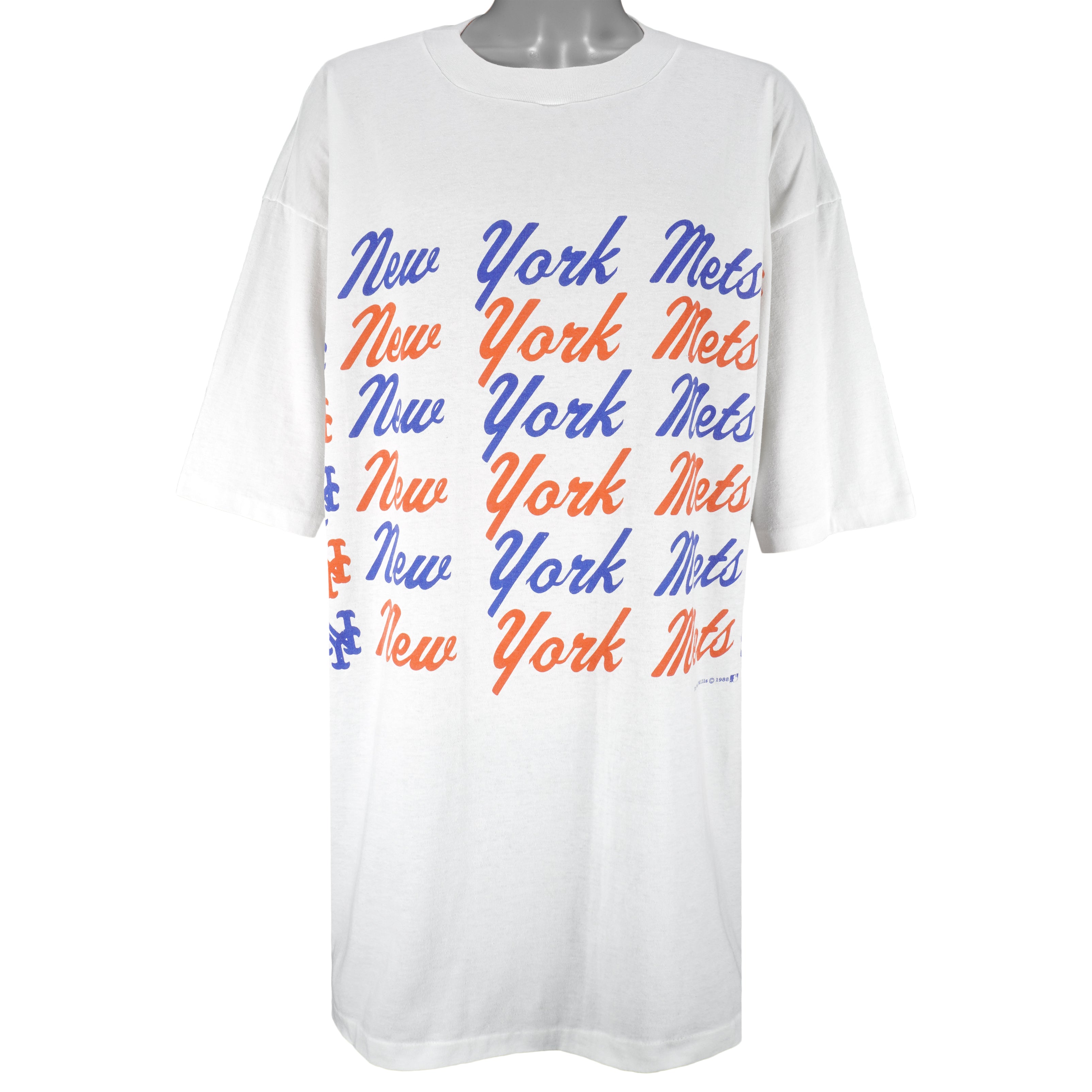 MLB (Nutmeg) - New York Mets Single Stitch Long T-Shirt 1990s XX-Large Vintage Retro Baseball