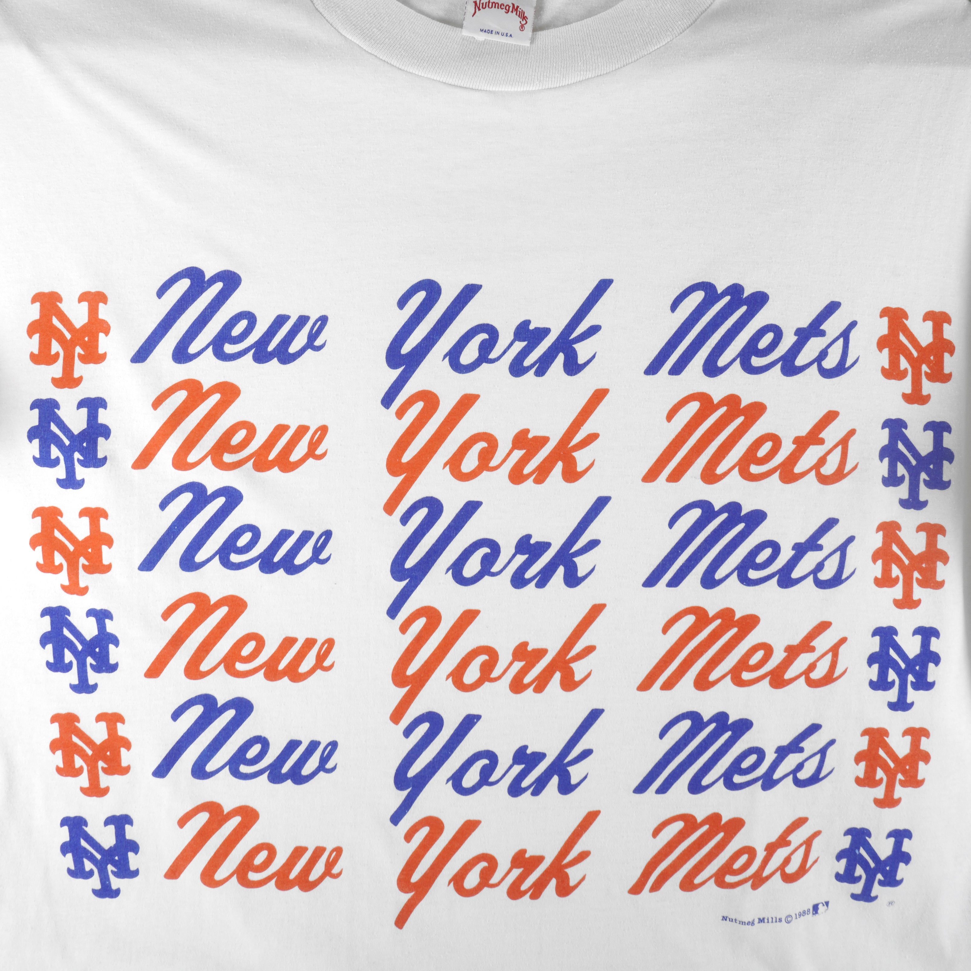 MLB (Nutmeg) - New York Mets Single Stitch Long T-Shirt 1990s XX-Large Vintage Retro Baseball
