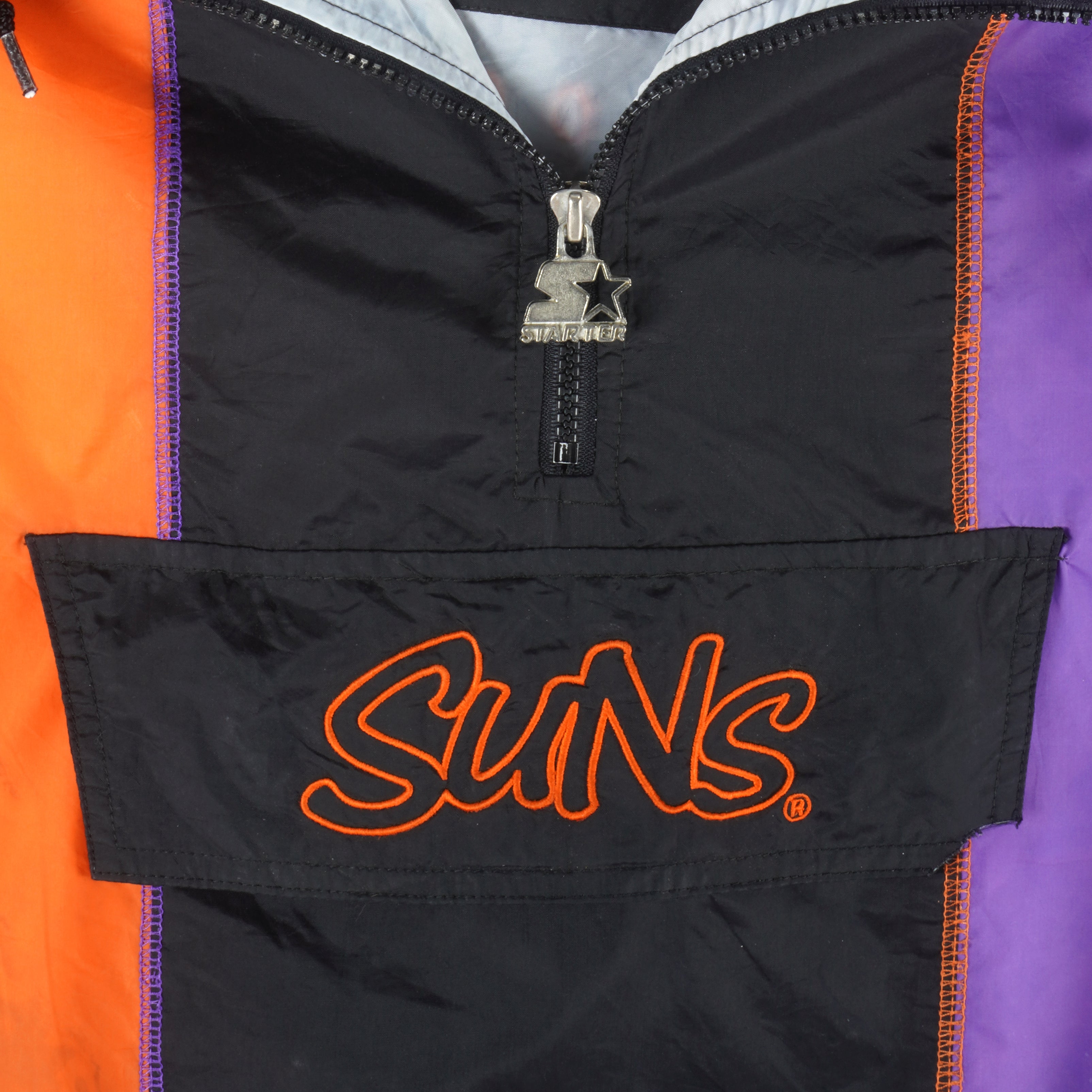 Starter - Phoenix Suns Embroidered Hooded Pullover Jacket 1990s Large Vintage Retro Basketball
