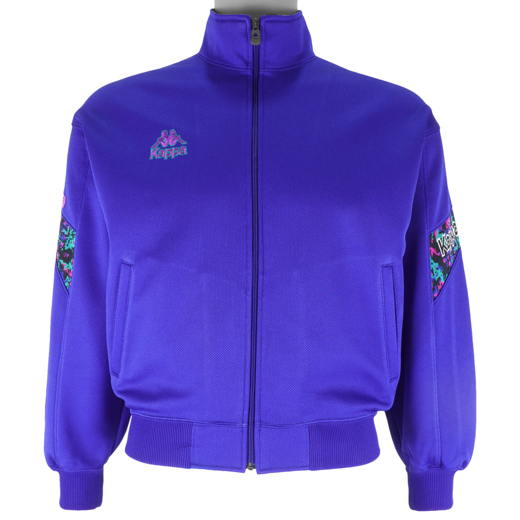 Kappa - Blue Embroidered Japanese Style Track Jacket 1990s Medium Vintage Retro