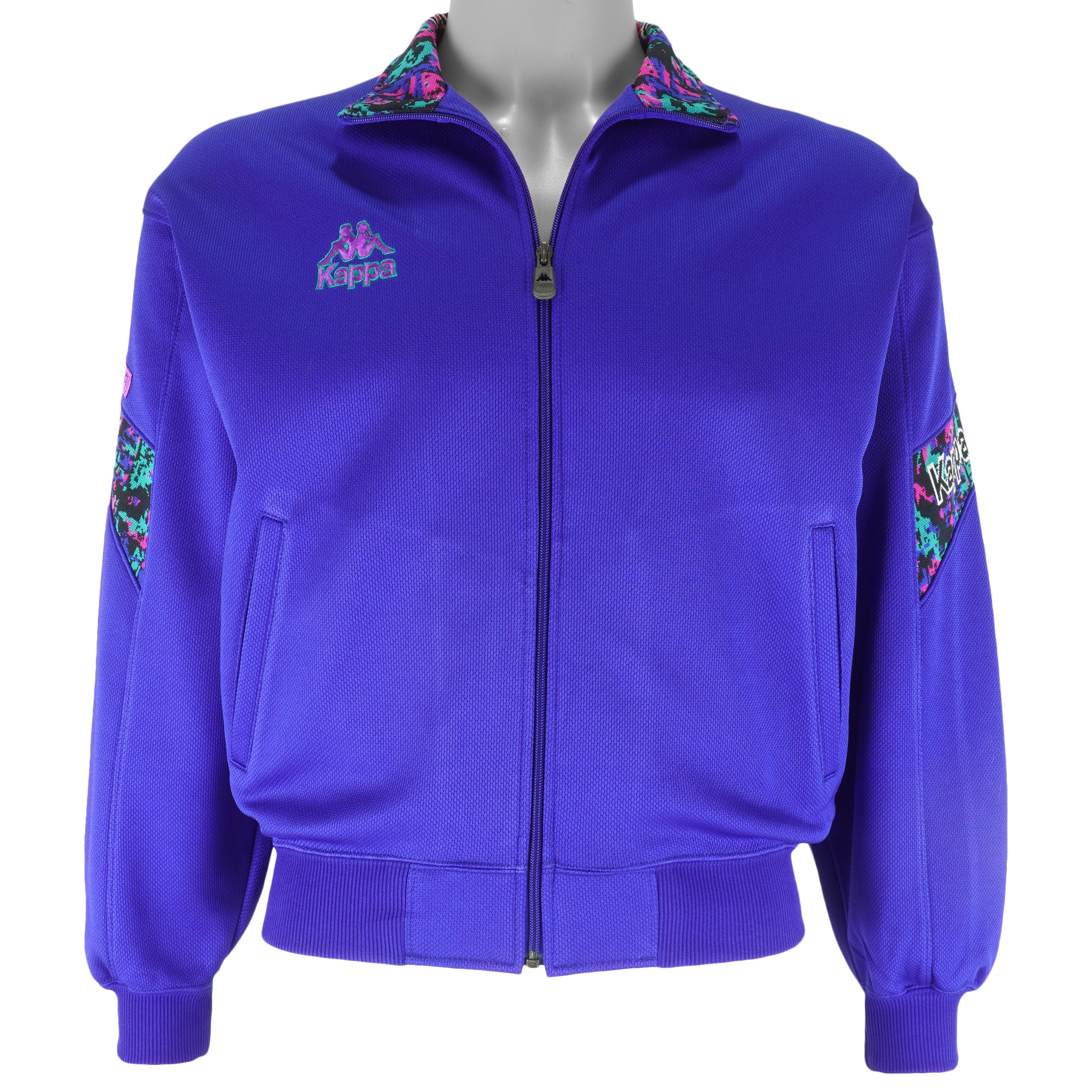 Kappa - Blue Embroidered Japanese Style Track Jacket 1990s Medium Vintage Retro
