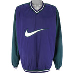 Nike - Blue & Green Swoosh Pullover Windbreaker 1990s X-Large Vintage Retro