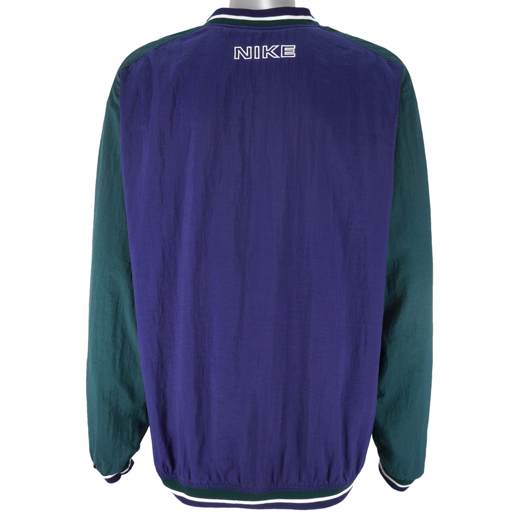 Nike - Blue & Green Swoosh Pullover Windbreaker 1990s X-Large Vintage Retro