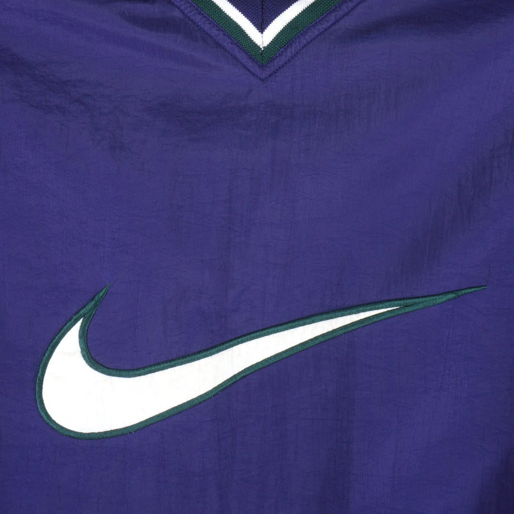 Nike - Blue & Green Swoosh Pullover Windbreaker 1990s X-Large Vintage Retro
