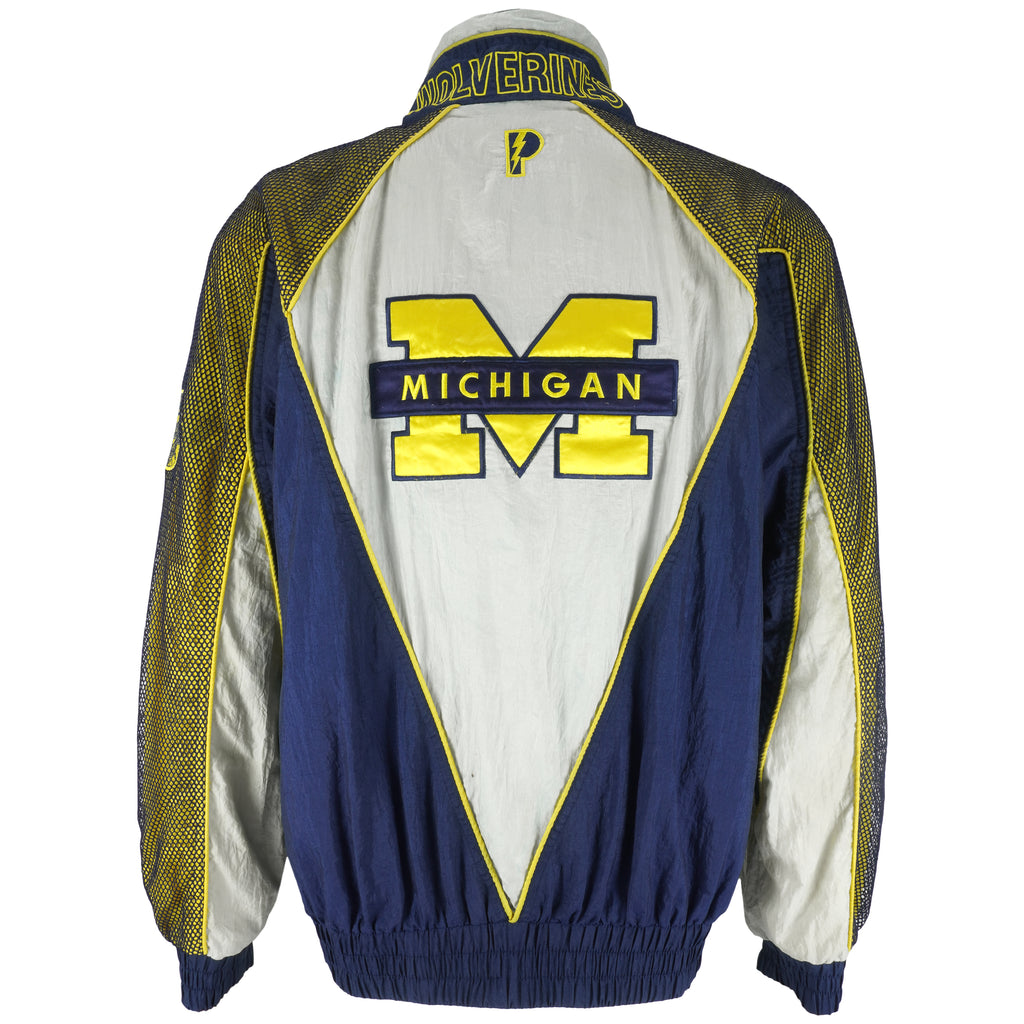 NCAA (Pro Player) - Michigan Wolverines Zip Up Windbreaker 1990s Large Vintage Retro Football College