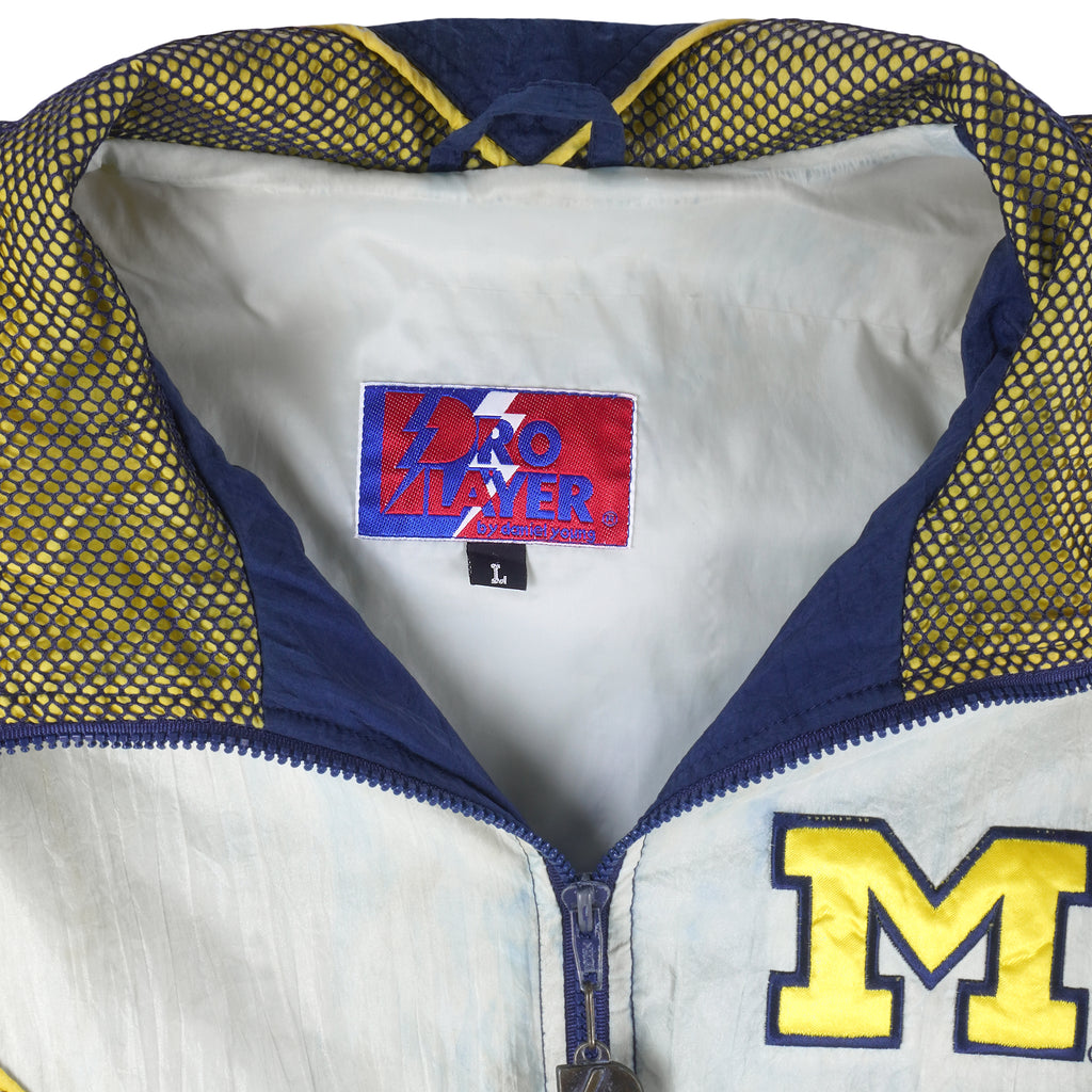 NCAA (Pro Player) - Michigan Wolverines Zip Up Windbreaker 1990s Large Vintage Retro Football College