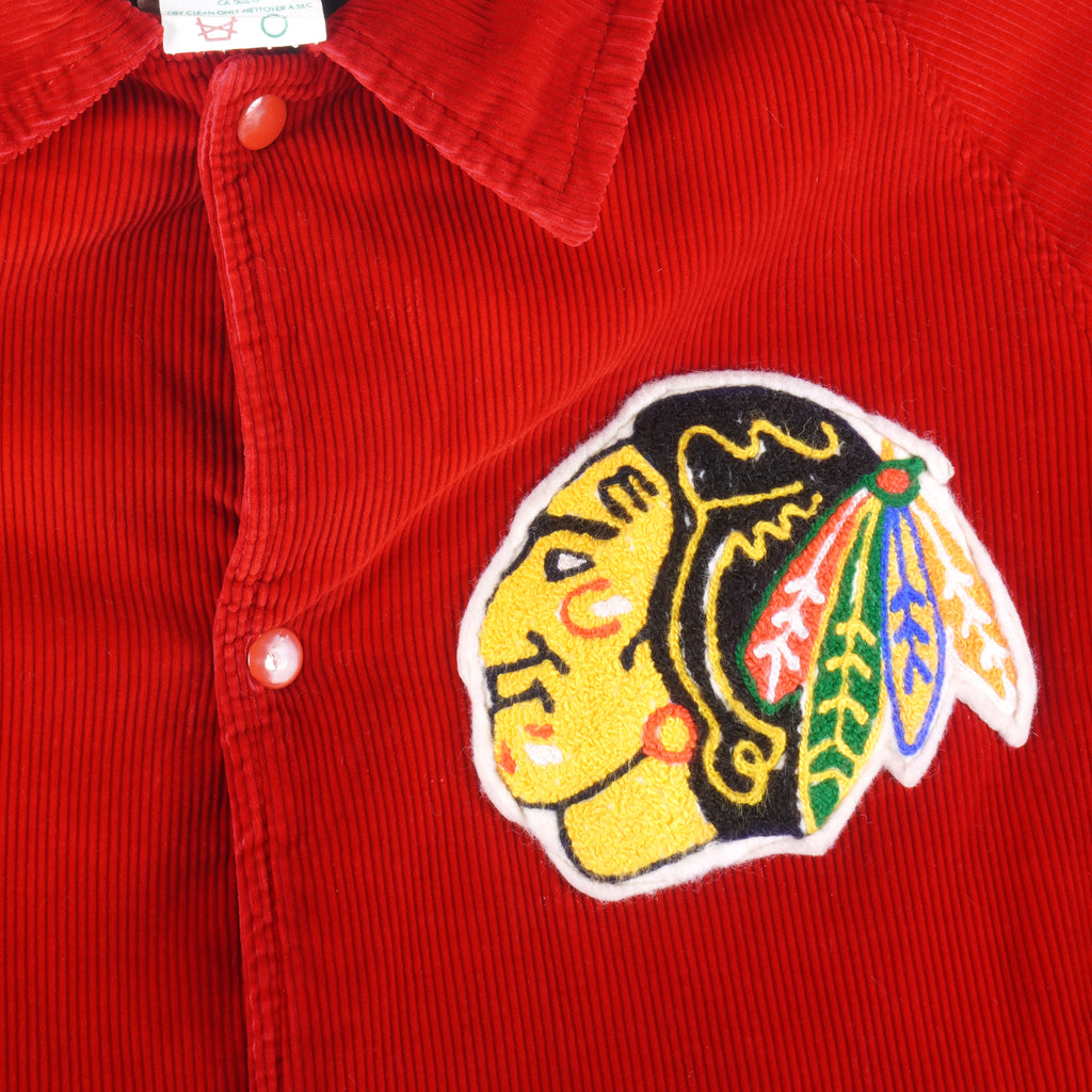 NHL (Canada Sportswear) - Chicago Blackhawks Corrugated Jacket 1980s Large Vintage Retro Hockey