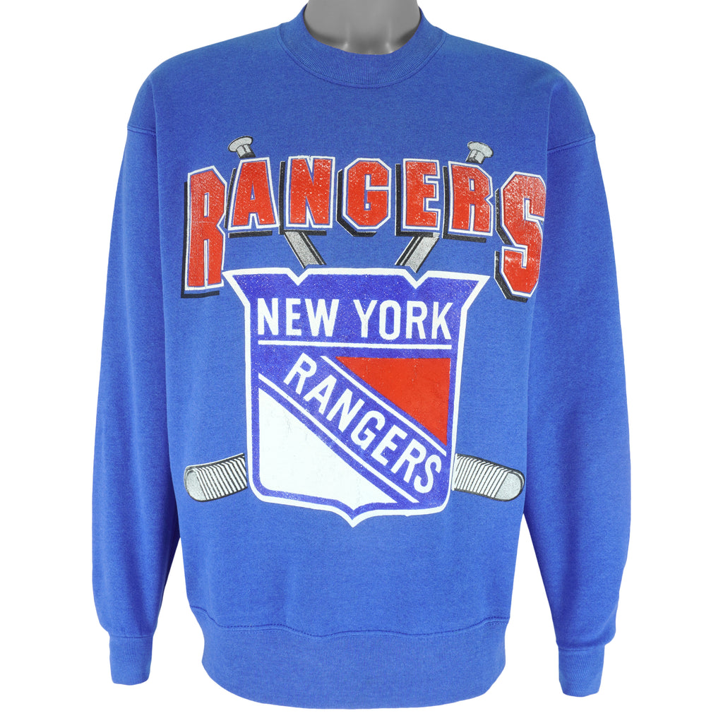 NHL (Lee) - New York Rangers Crew Neck Sweatshirt 1990s Large Vintage Retro Hockey