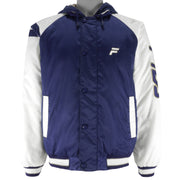 FILA - White & Blue Embroidered Hooded Jacket 1990s Small Vintage Retro