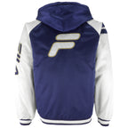 FILA - White & Blue Embroidered Hooded Jacket 1990s Small Vintage Retro