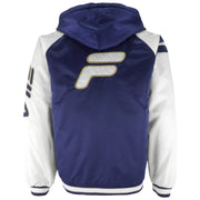 FILA - White & Blue Embroidered Hooded Jacket 1990s Small Vintage Retro