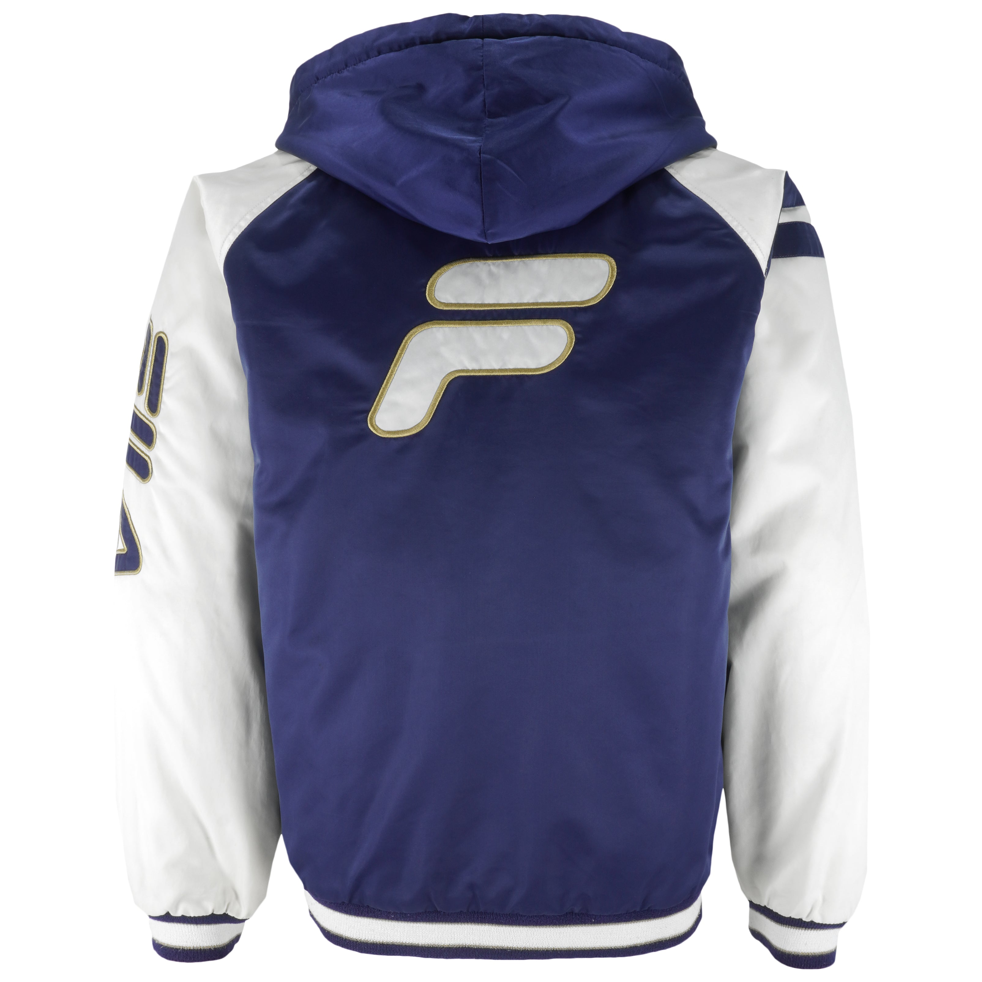 FILA - White & Blue Embroidered Hooded Jacket 1990s Small Vintage Retro