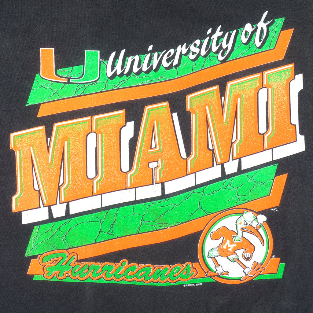 NCAA (Capital) - Miami Hurricanes Single Stitch T-Shirt 1990s Medium