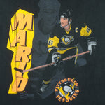 NHL (Salem) - Pittsburgh Penguins Mario Lemieux Single Stitch T-Shirt 1990 Large Vintage Retro Hockey