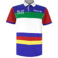 Ralph Lauren (Polo) - White & Blue RL-67 Striped Polo T-Shirt 2000s Small Vintage Retro