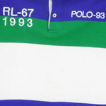 Ralph Lauren (Polo) - White & Blue RL-67 Striped Polo T-Shirt 2000s Small Vintage Retro