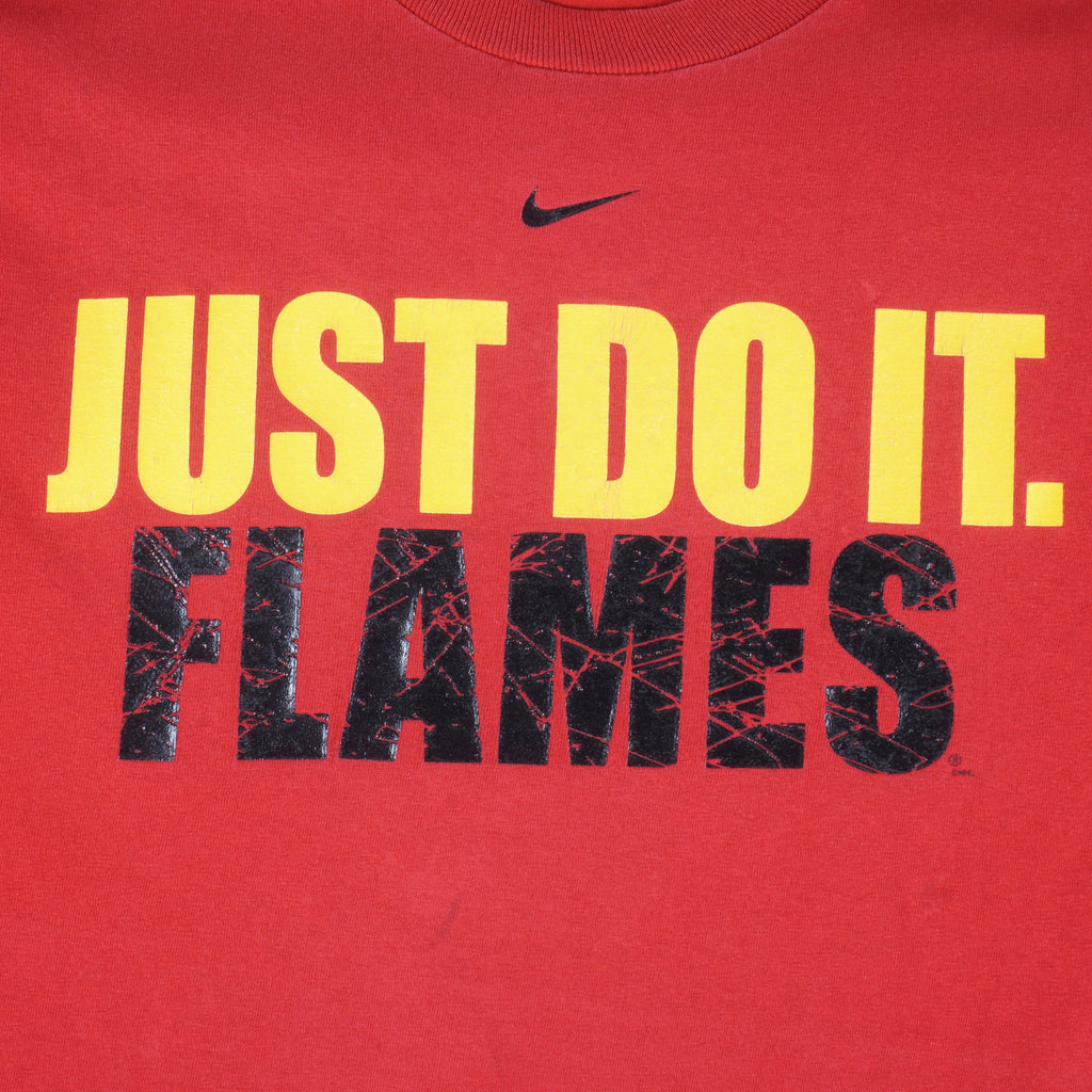 Nike - Calgary Just Do It Flames T-Shirt 1990s X-Large Vintage Retro Hockey