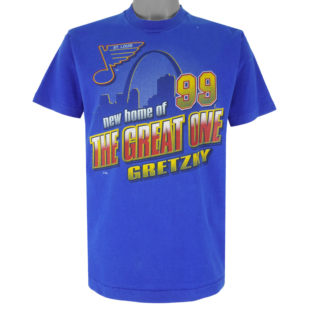 NHL (Artex) - St. Louis Blues New Home Of TNo. 99 Gretzky T-Shirt 1990s Large Vintage Retro Hockey