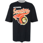 NHL (Waves) - Ottawa Senators Underlayer Single Stitch T-Shirt 1992 X-Large Vintage Retro Hockey