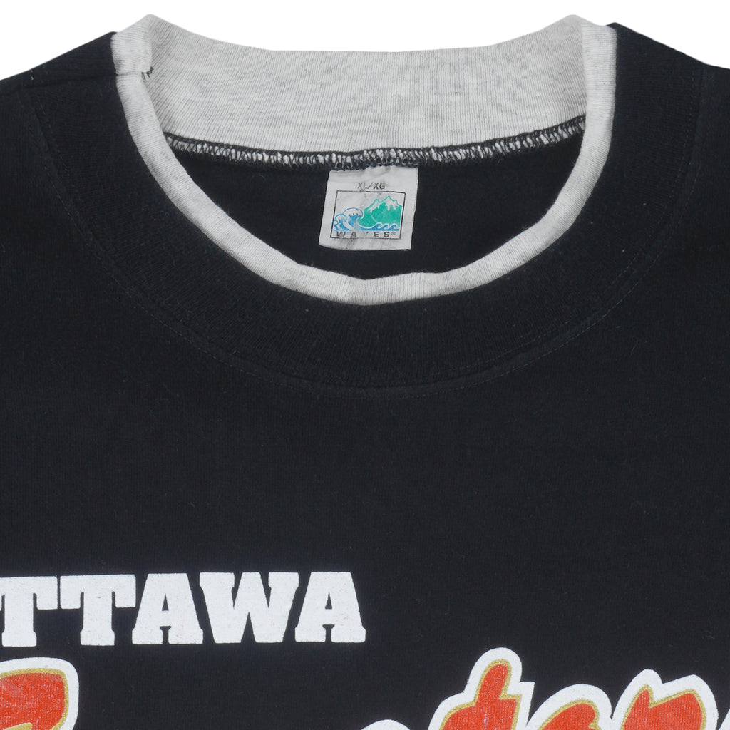NHL (Waves) - Ottawa Senators Underlayer Single Stitch T-Shirt 1992 X-Large Vintage Retro Hockey