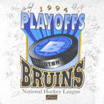 NHL (Lee) - Boston Bruins Playoffs Autographed Single Stitch T-Shirt 1994 X-Large Vintage Retro Hockey