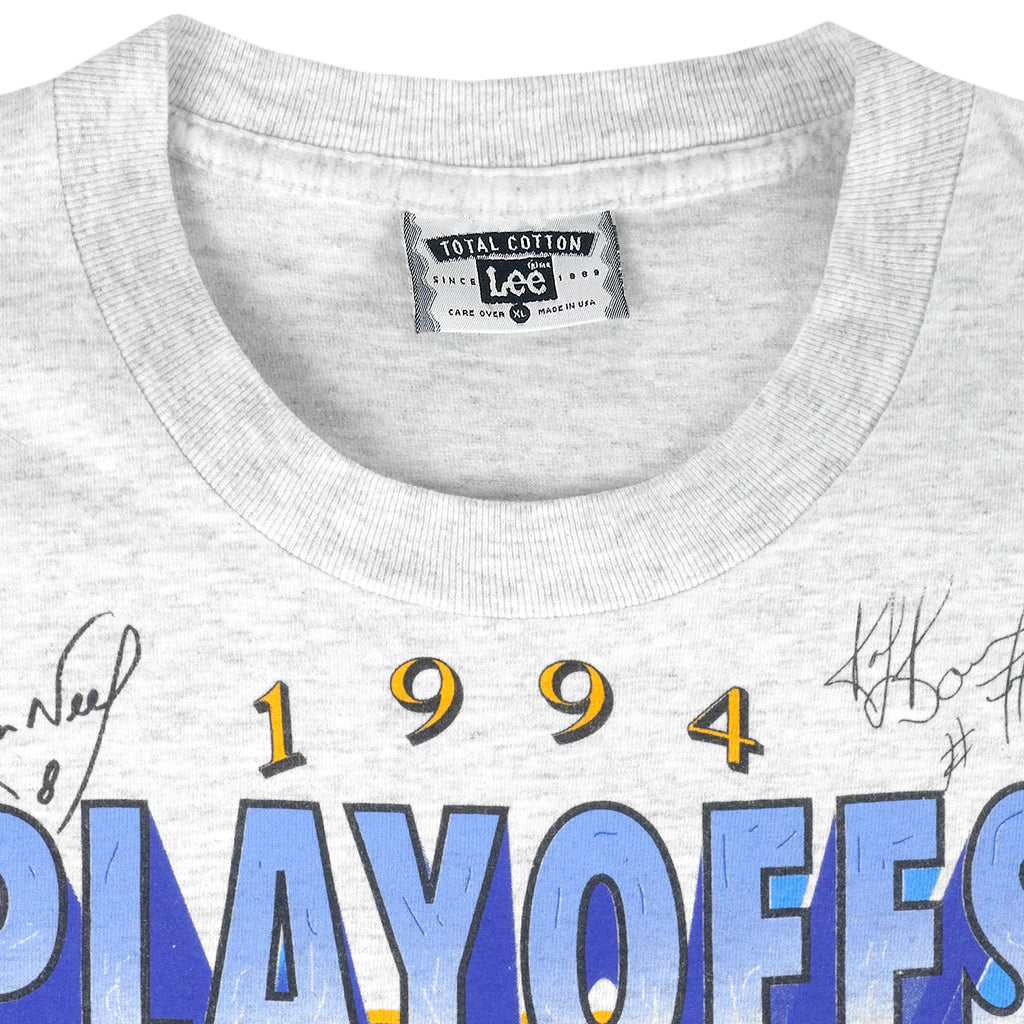 NHL (Lee) - Boston Bruins Playoffs Autographed Single Stitch T-Shirt 1994 X-Large Vintage Retro Hockey