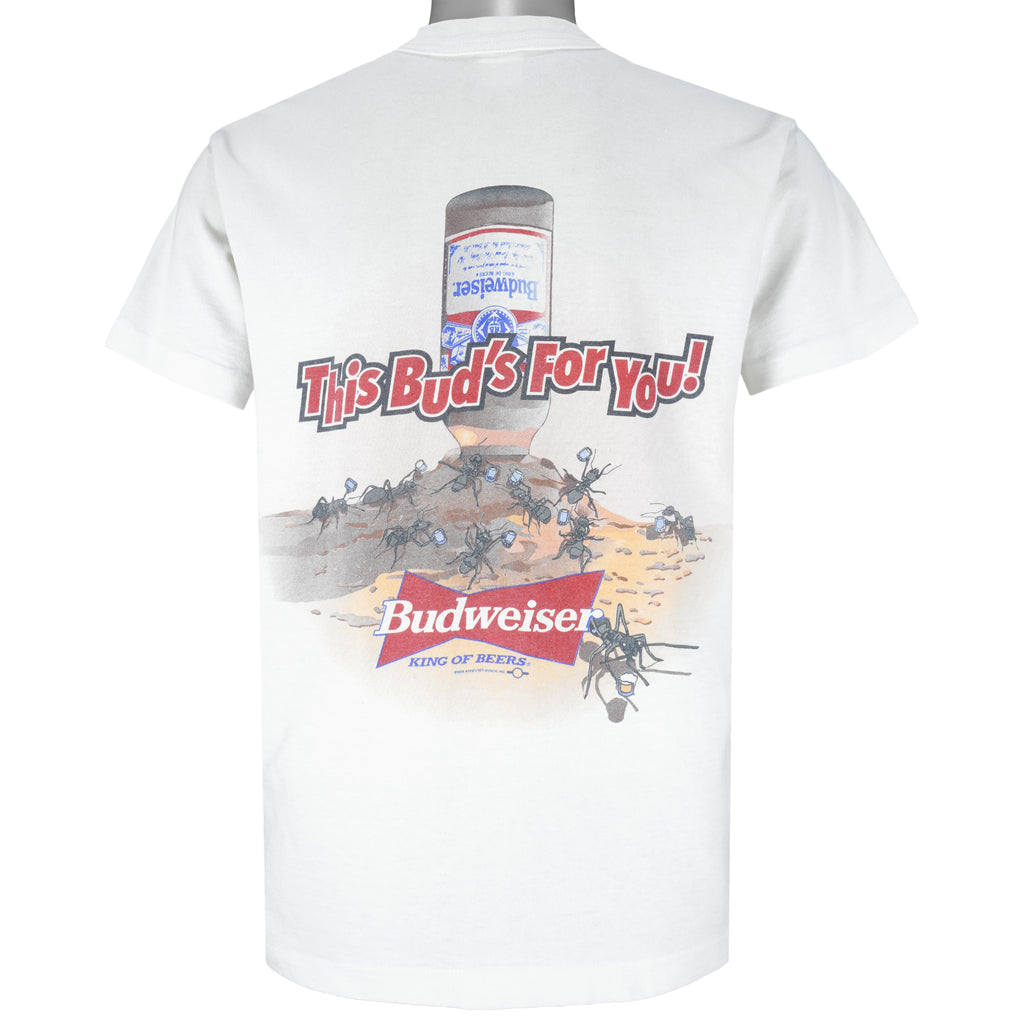 Budweiser - This Bud's For You King Of Beers T-Shirt 1995 Medium Vintage Retro