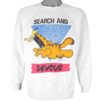 Vintage - Garfield Search And Deyour Crew Neck Sweatshirt 1990s Medium Vintage Retro