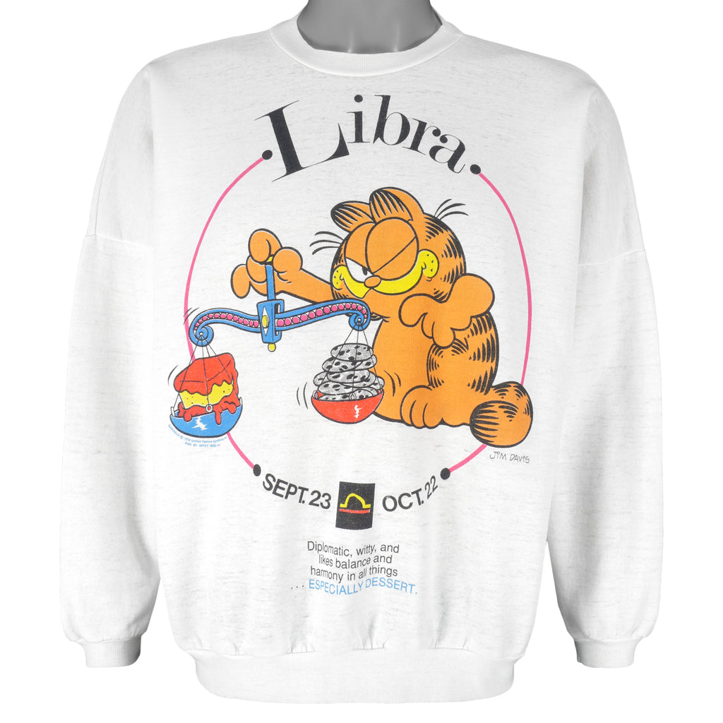 Vintage Garfield) - Libra Balance & Harmony Dessert Sweatshirt 1980s Small Vintage Retro