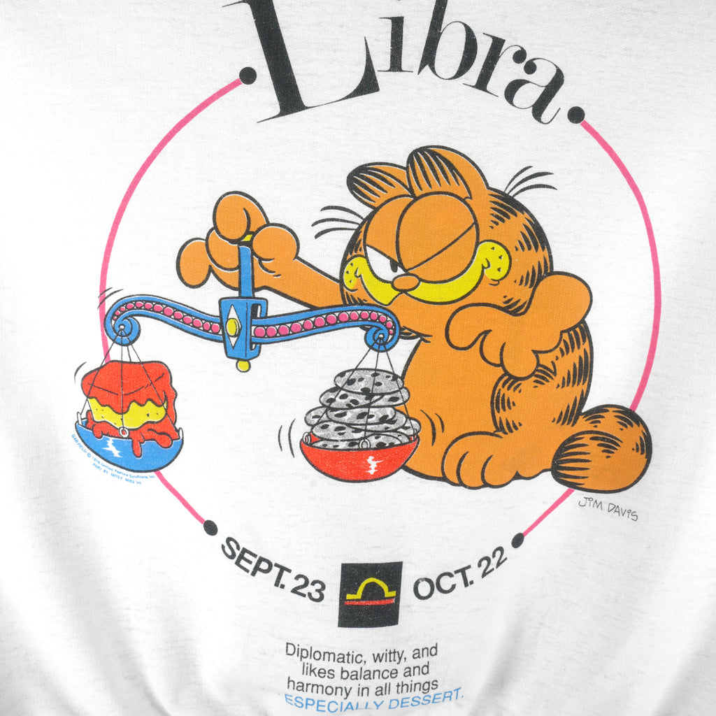 Vintage Garfield) - Libra Balance & Harmony Dessert Sweatshirt 1980s Small Vintage Retro