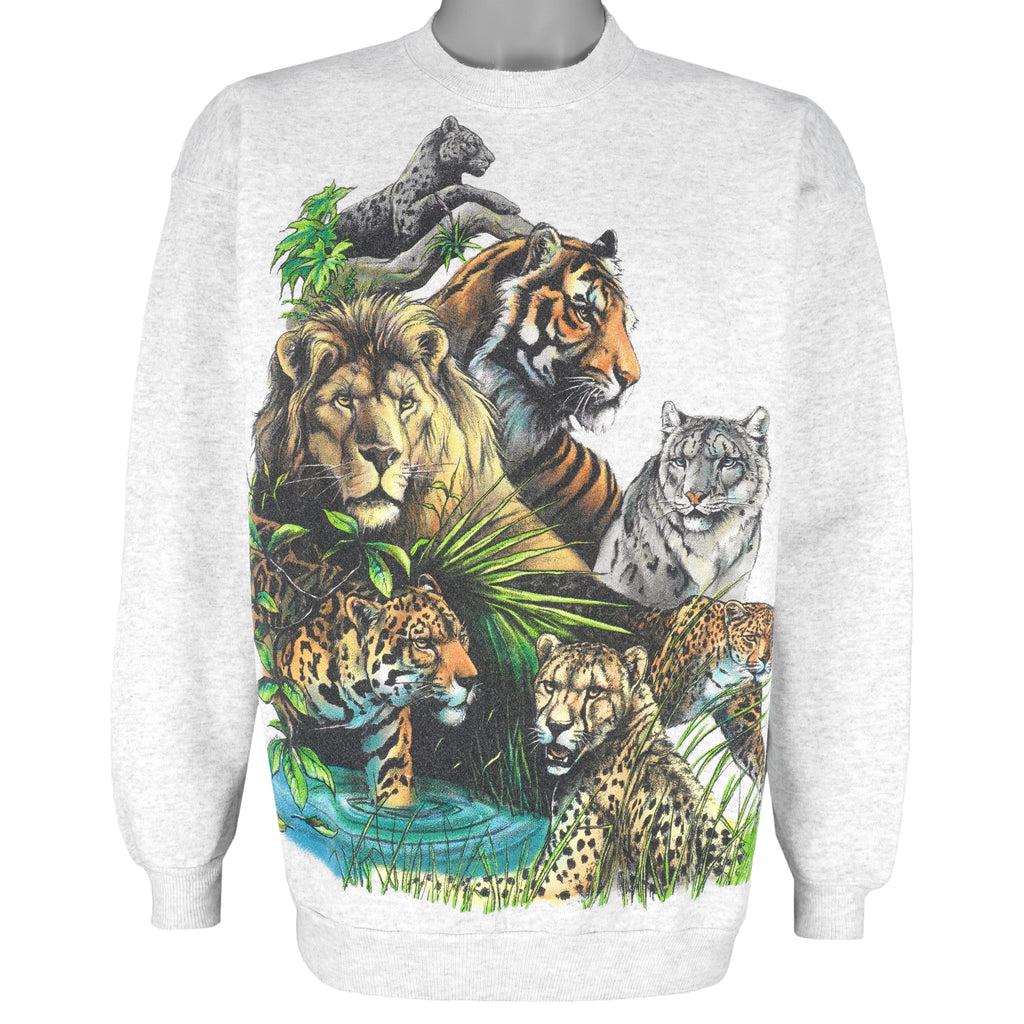 Vintage (Habitat) - Big Cats Crew Neck Sweatshirt 1990s Large Vintage Retro