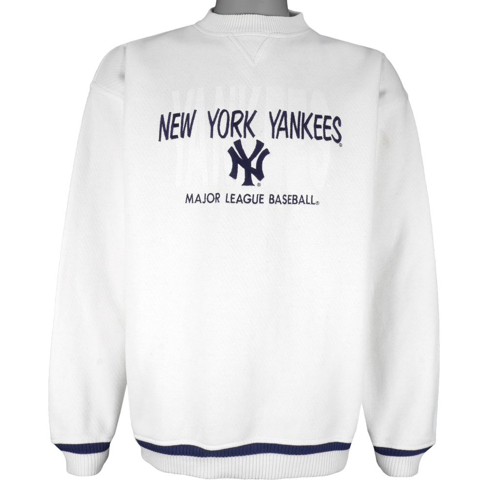MLB (Logo Athletic) - New York Yankees Embroidered Crew Neck Sweatshirt 1990s Large Vintage Retro Baseball
