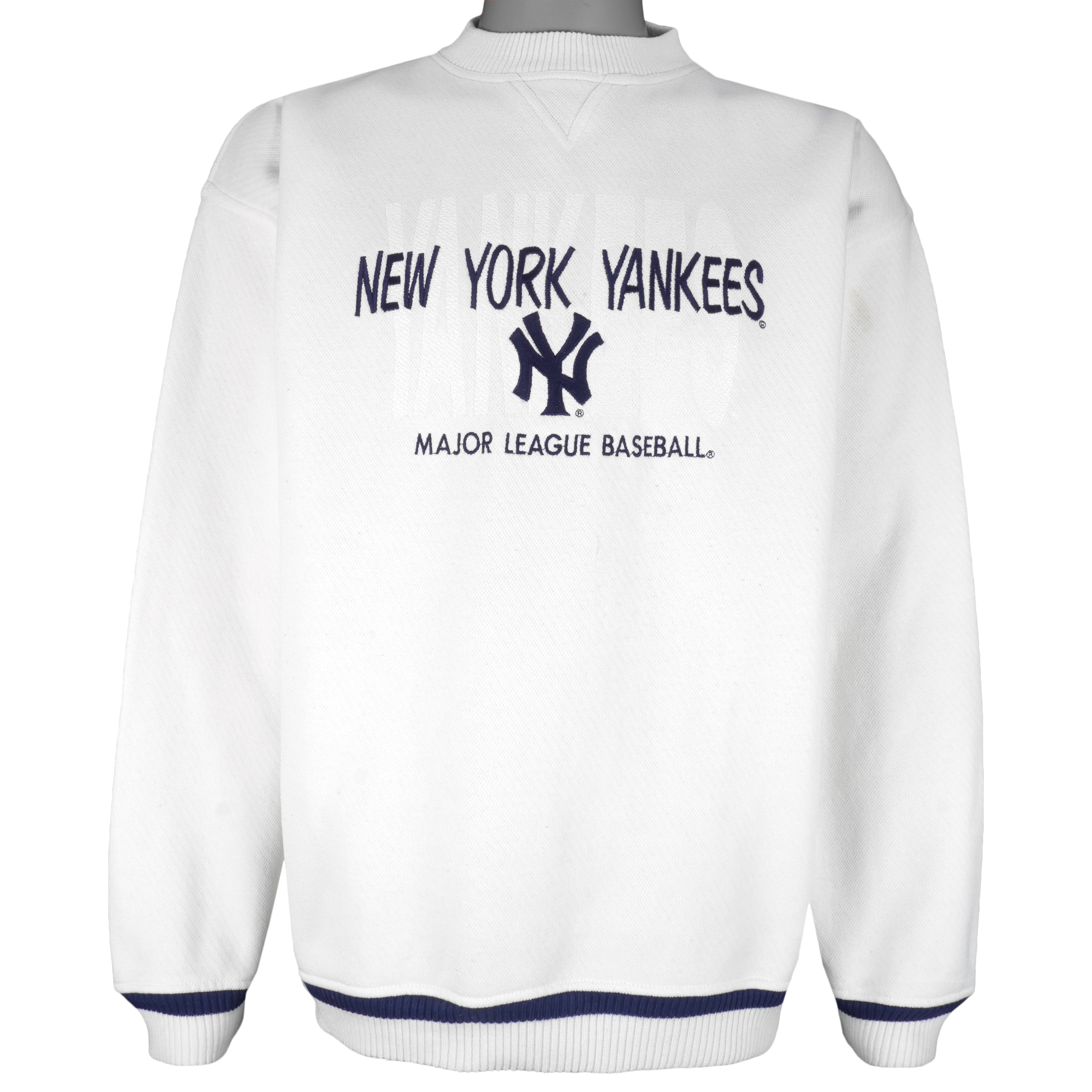MLB (Logo Athletic) - New York Yankees Embroidered Crew Neck Sweatshirt 1990s Large Vintage Retro Baseball