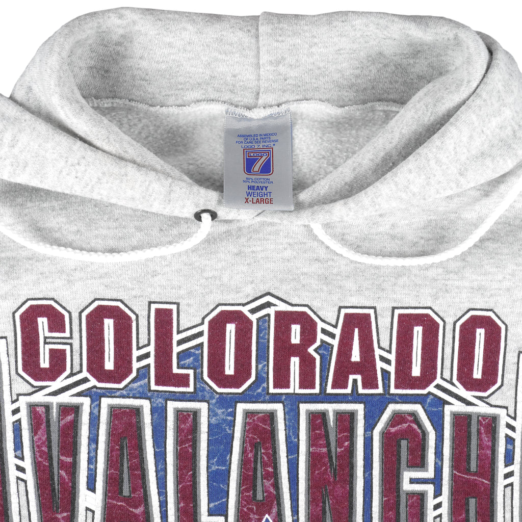 NHL (Logo 7) - Colorado Avalanche Hooded Sweatshirt 1990s X-Large Vintage Retro Hockey