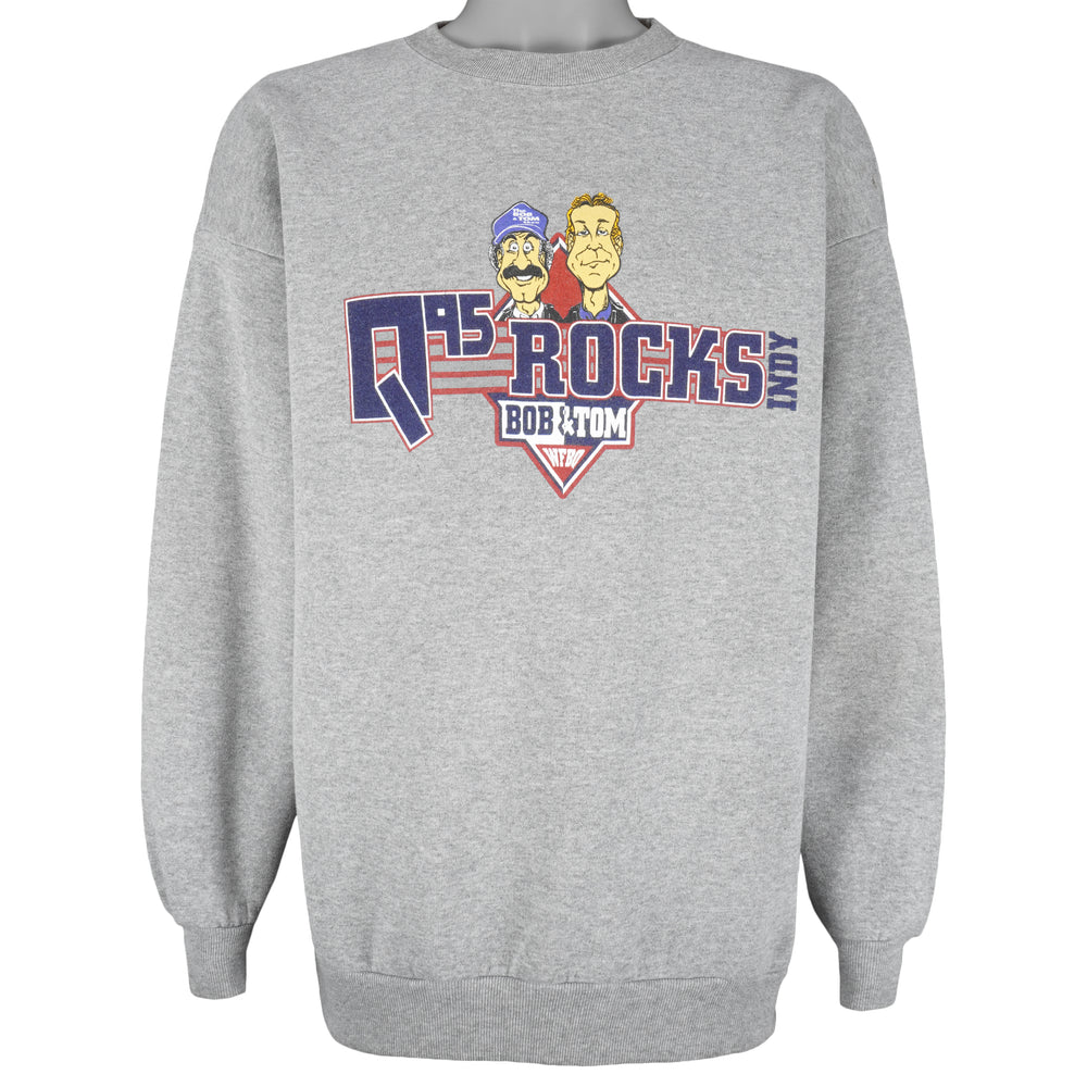 Vintage (Logo 7) - The Bob & Tom Rocks Indy Caricature Sweatshirt 1990s XX-Large Vintage Retro