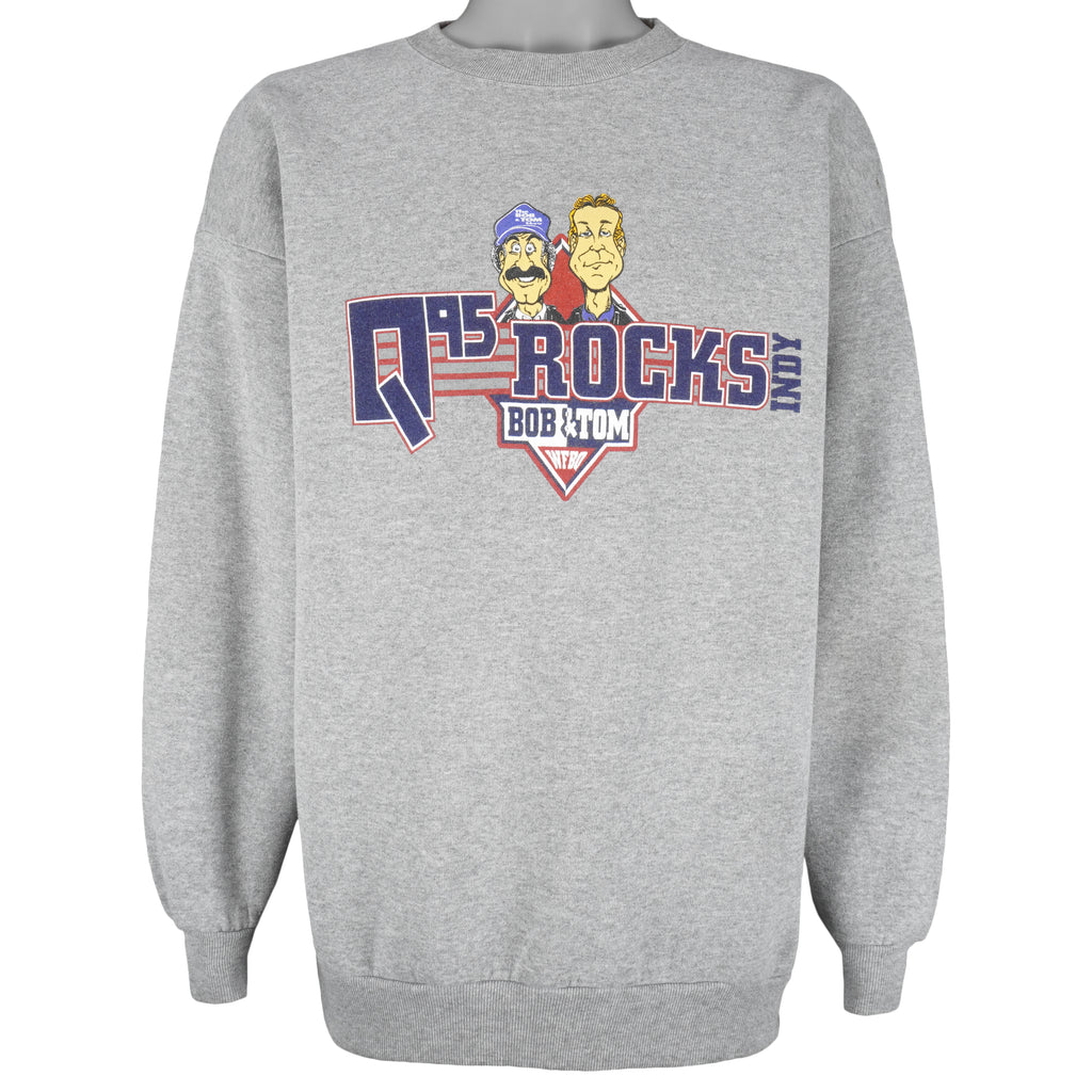 Vintage (Logo 7) - The Bob & Tom Rocks Indy Caricature Sweatshirt 1990s XX-Large Vintage Retro
