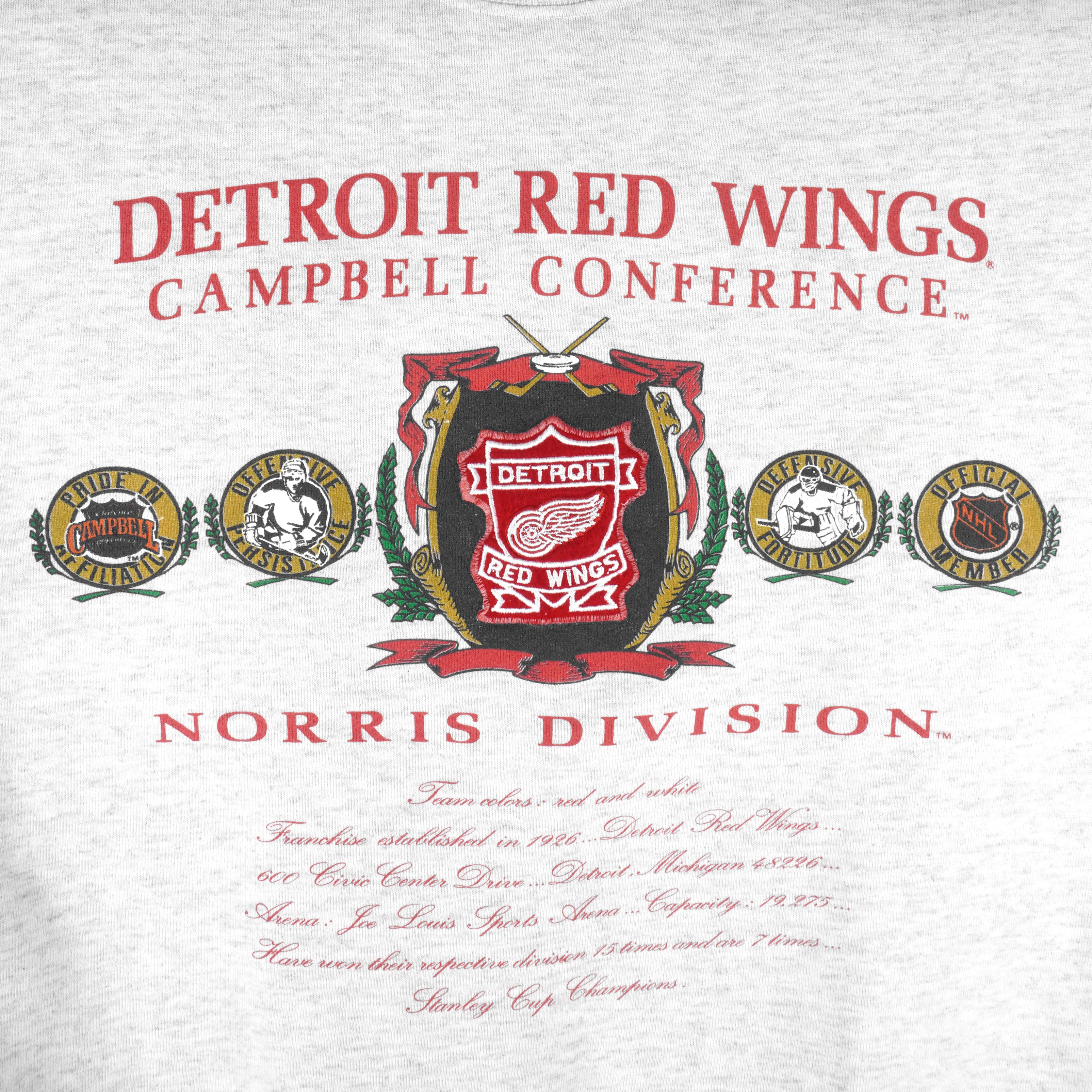 NHL - Detroit Red Wings Campbell Conference Crew Neck Sweatshirt 1990s X-Large Vintage Retro Hockey