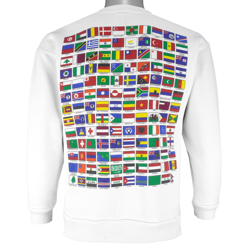 Vintage (Oneita) - Medtronic Countries Flags Crew Neck Sweatshirt 1990s Small Vintage Retro