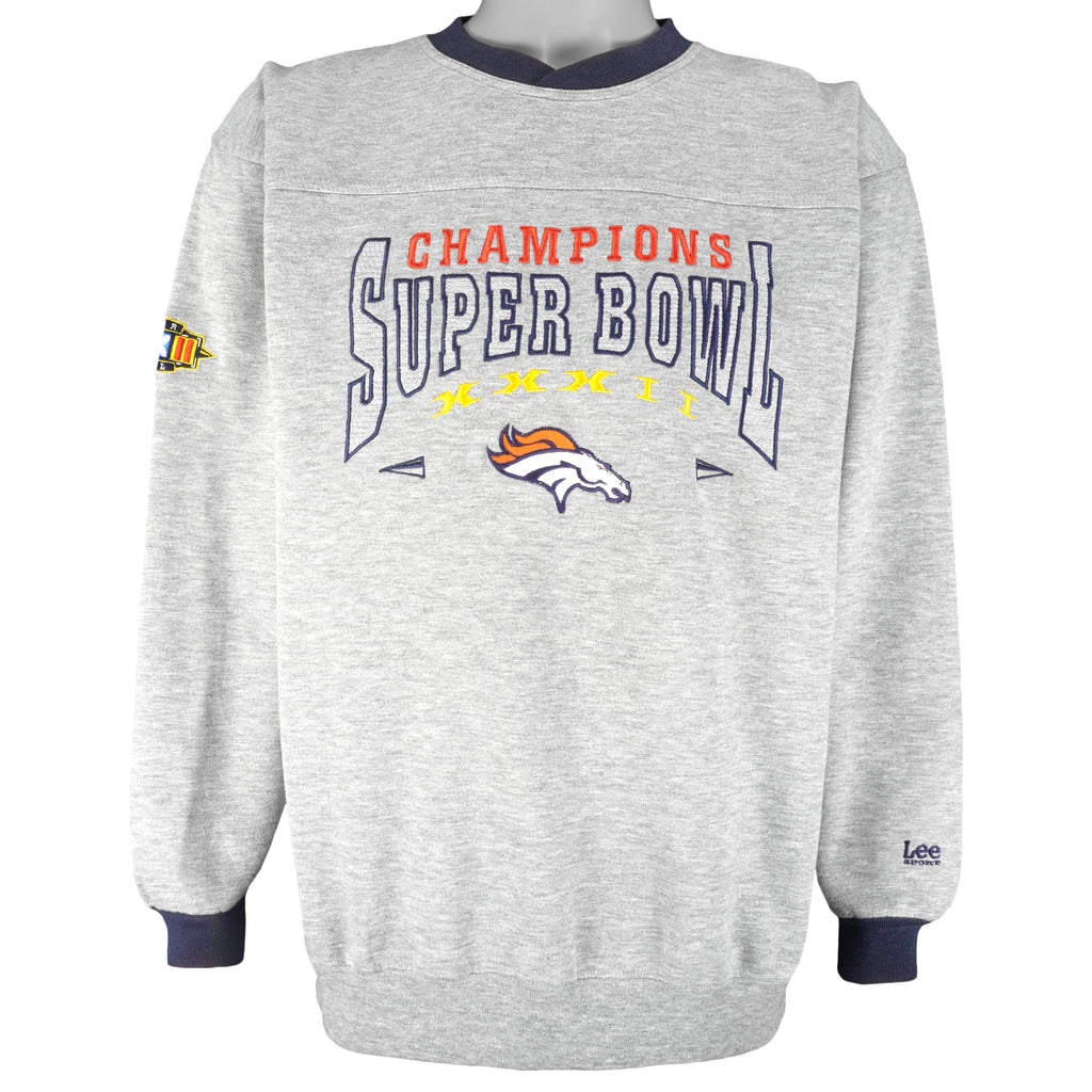 NFL (Lee) - Denver Broncos Super Bowl Champions Crew Neck Sweatshirt 1988 Medium Vintage Retro Football 