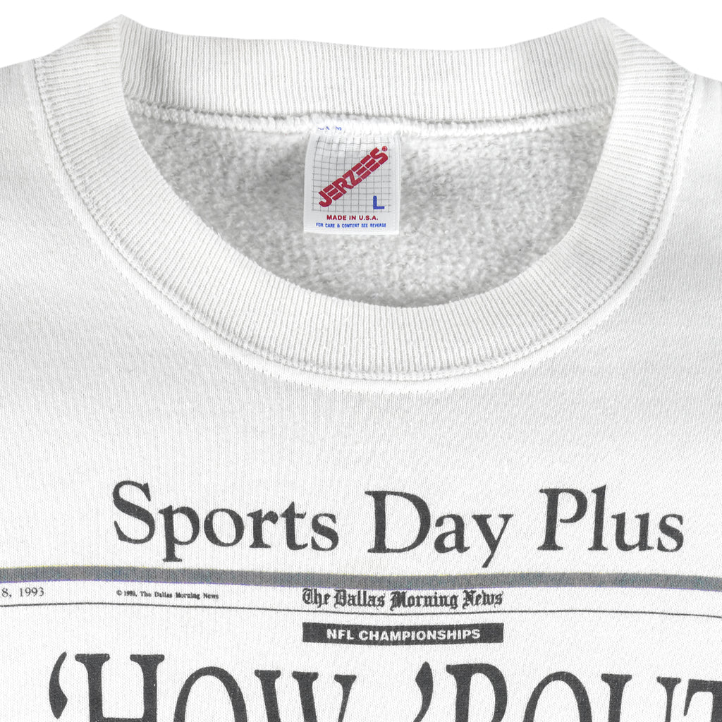 NFL (Front Pages) - Dallas Cowboys Super Bowl 27th Champions Sweatshirt 1993 Large Vintage Retro Football 