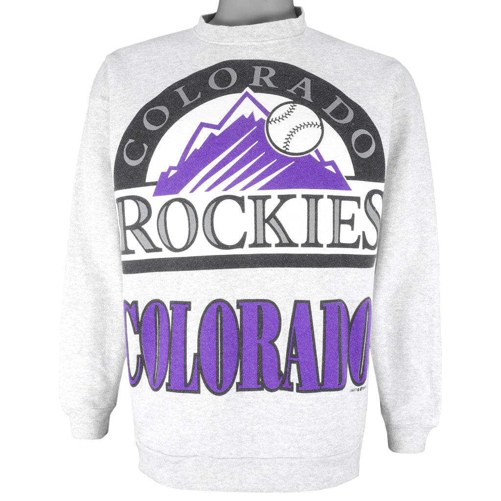 MLB (Tultex) - Colorado Rockies Crew Neck Sweatshirt 1995 Large Vintage Retro Baseball
