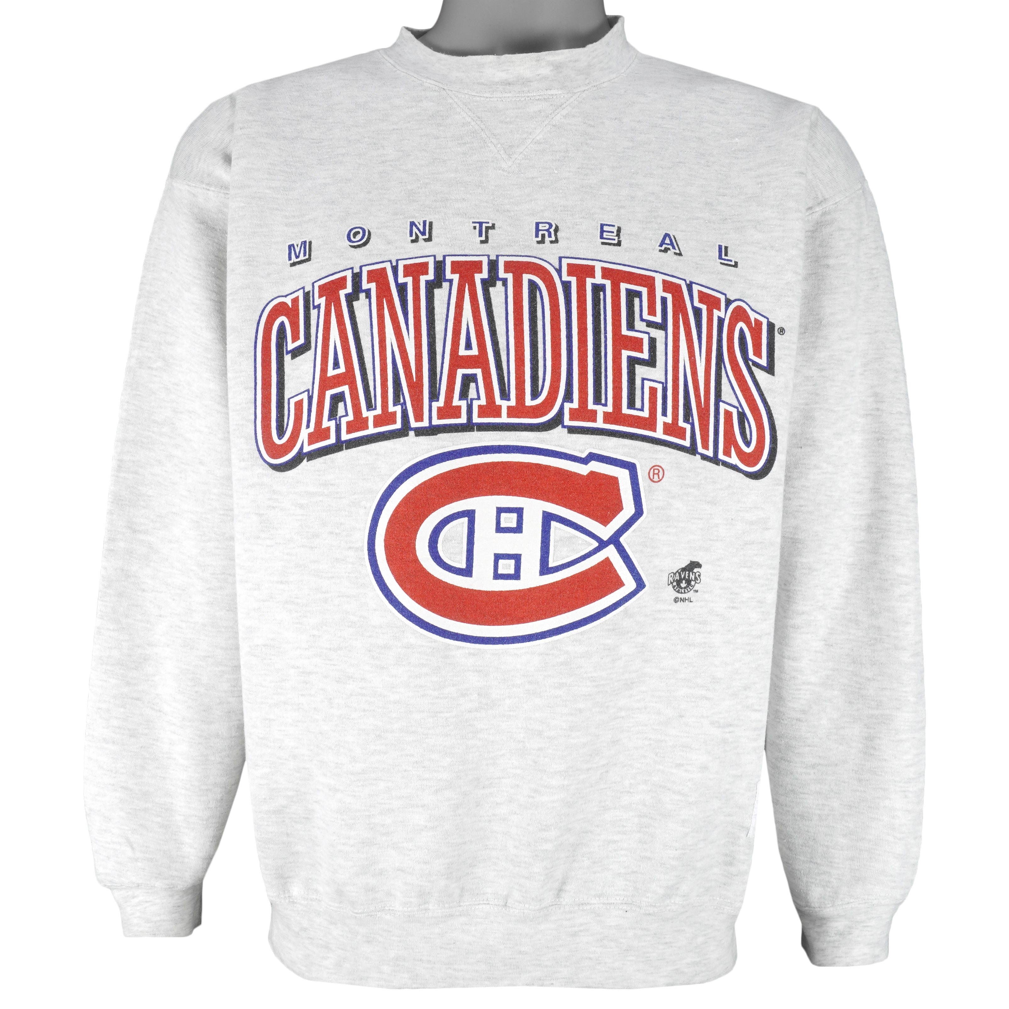 NHL (Ravens) - Montreal Canadiens Crew Neck Sweatshirt 1990s Large Vintage Retro Hockey