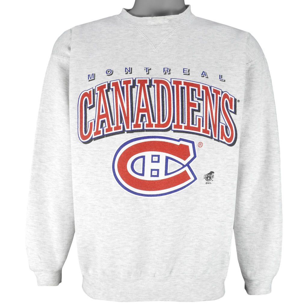 NHL (Ravens) - Montreal Canadiens Crew Neck Sweatshirt 1990s Large Vintage Retro Hockey