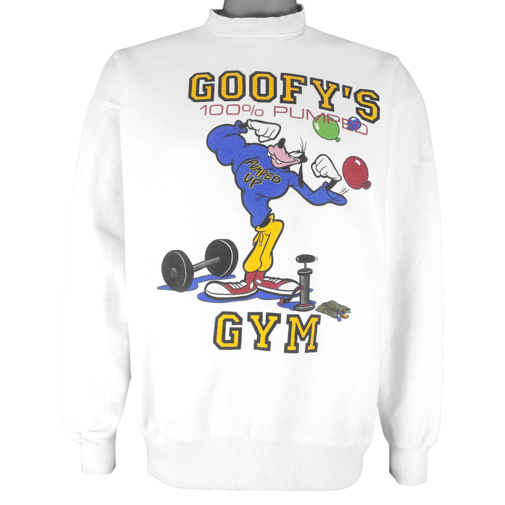 Disney - Goofy's Gym 100% Pumped Crew Neck Sweatshirt 1990s Large Vintage Retro