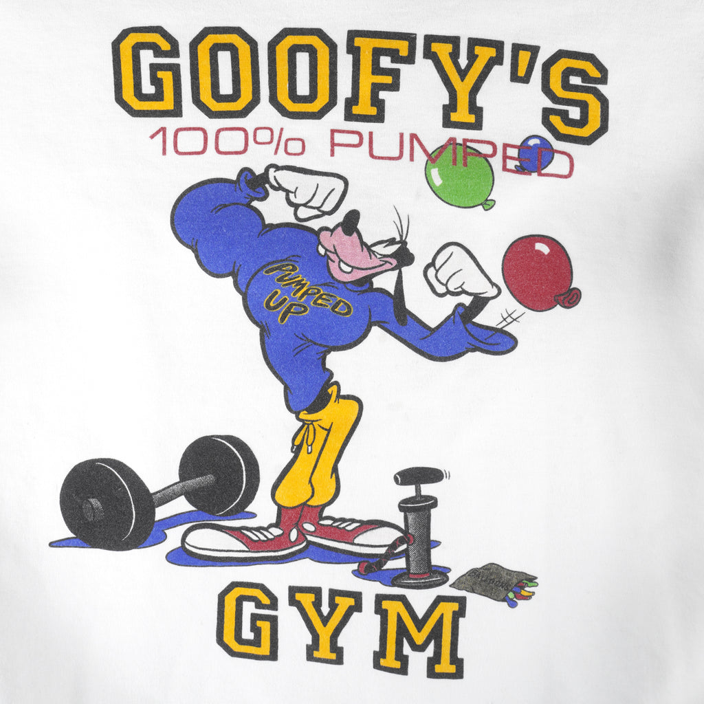 Disney - Goofy's Gym 100% Pumped Crew Neck Sweatshirt 1990s Large Vintage Retro