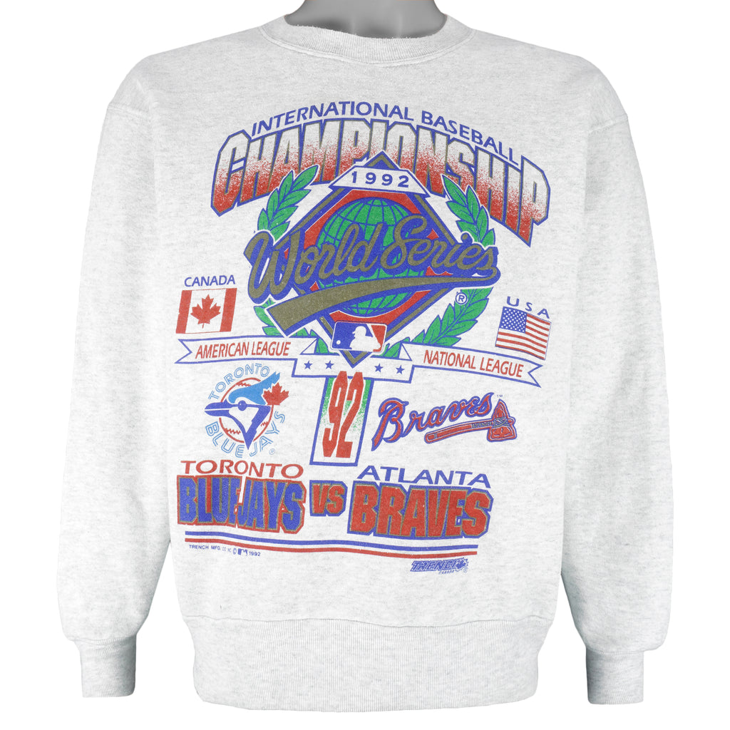 MLB (Nutmeg) - Blue Jays VS Braves Crew Neck Sweatshirt 1992 Medium Vintage Retro Baseball