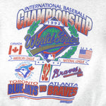 MLB (Nutmeg) - Blue Jays VS Braves Crew Neck Sweatshirt 1992 Medium Vintage Retro Baseball