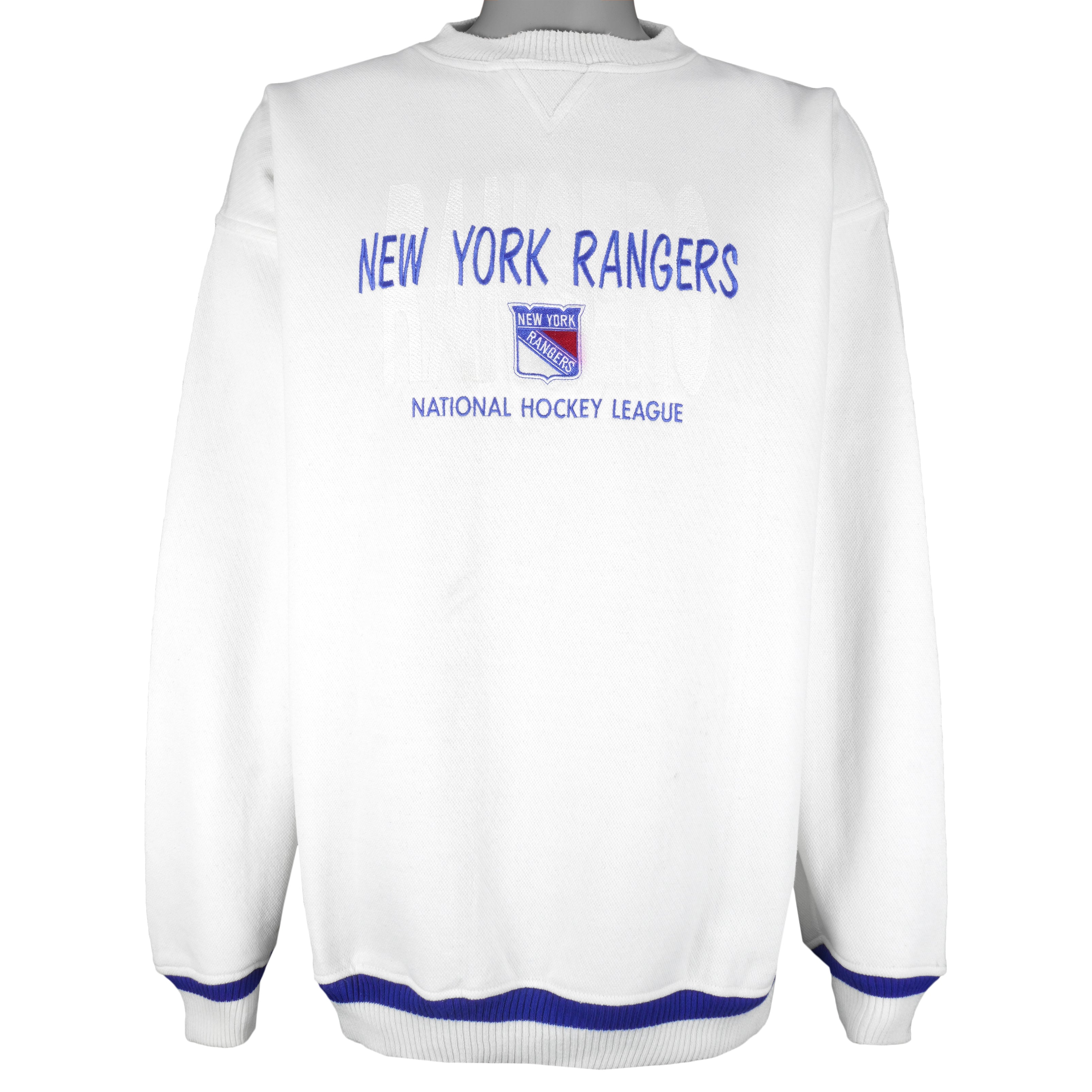 NHL (Logo Athletic) - New York Rangers Embroidered Crew Neck Sweatshirt 1990s XX-Large Vintage Retro Hockey