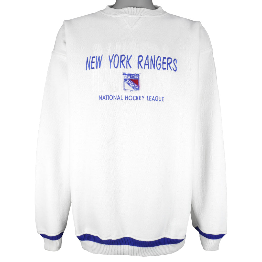 NHL (Logo Athletic) - New York Rangers Embroidered Crew Neck Sweatshirt 1990s XX-Large Vintage Retro Hockey